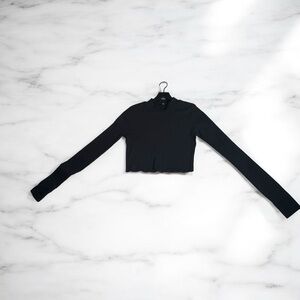 NWT DOLLS KILL CURRENT MOOD BADLANDS CROP SWEATER Black with thumb loops